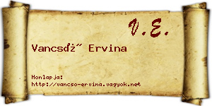 Vancsó Ervina névjegykártya